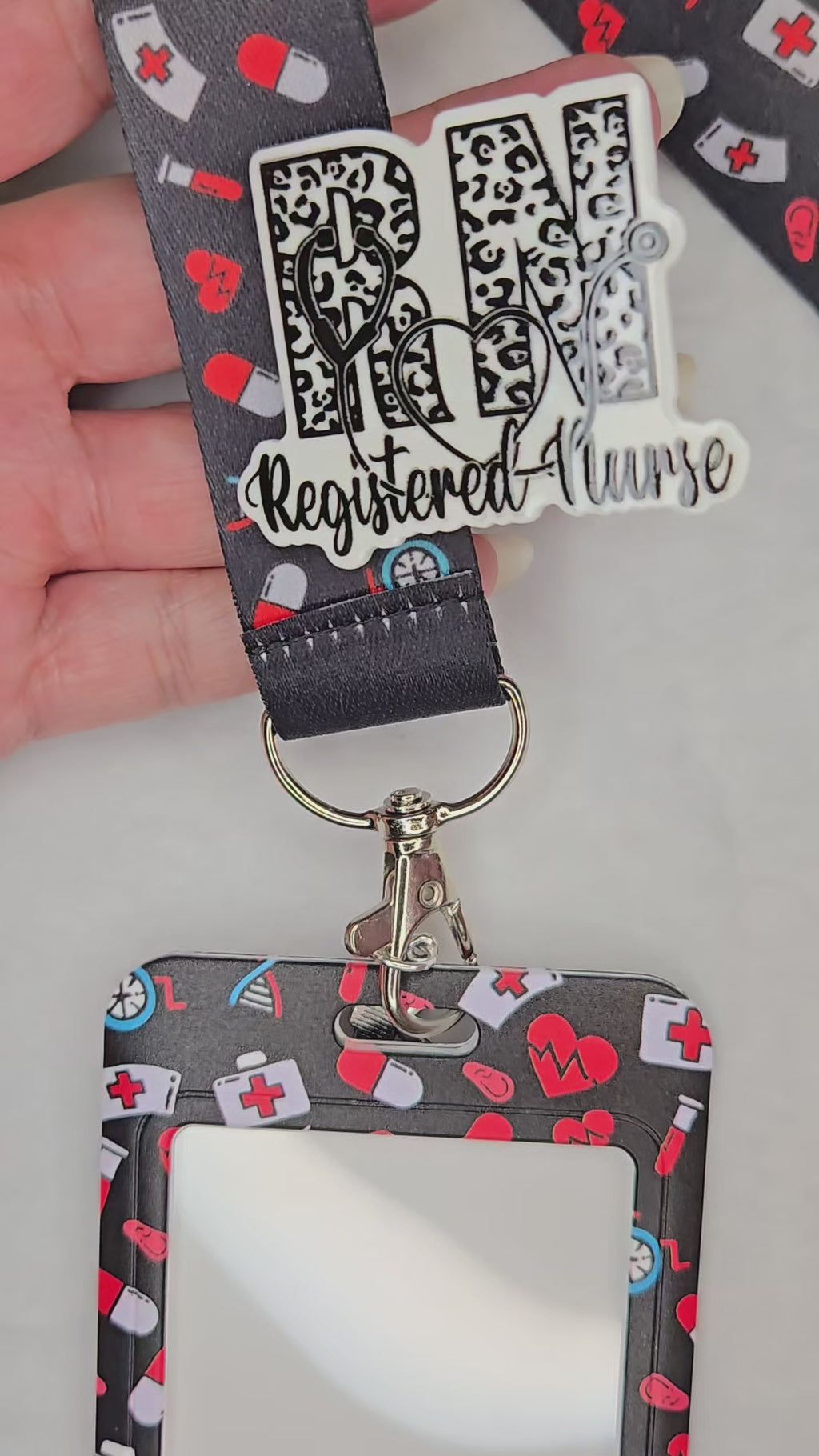 Decorative Nurse Lanyard with ID Badge Holder, Removable RN Clip, Healthcare Lanyard