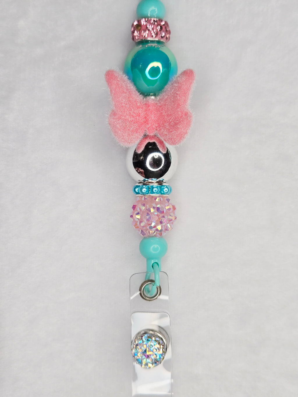Nurse Life Butterfly Badge Reel, Teal & Pink Retractable Nurse ID Holder