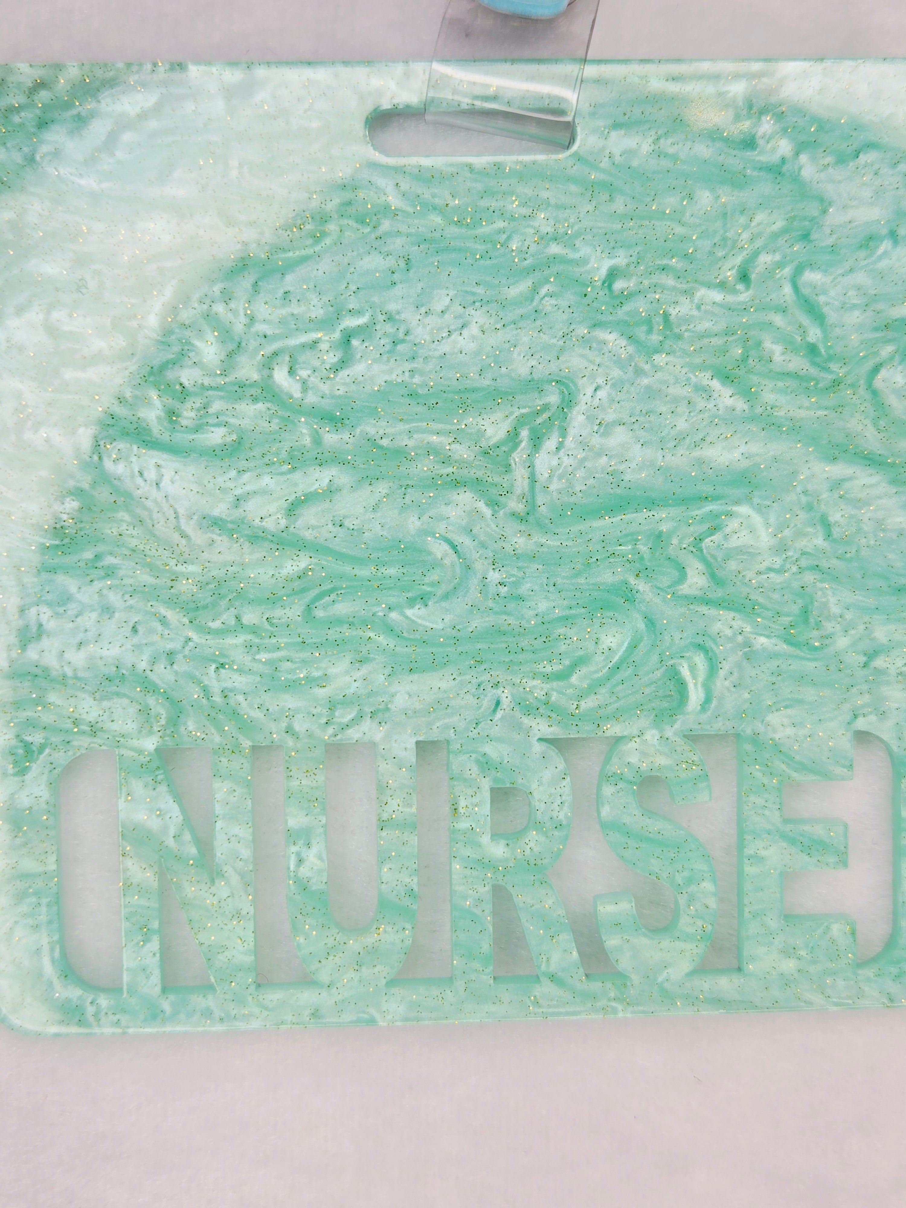 Tiffany Blue Nurse Life Badge Reel, Retractable ID Holder with Nurse Hat, Heart Charm, & Nurse Statement Piece